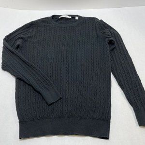 Bugatchi Women's Cashmere Blend Cable Knit Sweater - Black - Size M - EUC